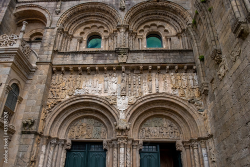 Facade of the cathedral of Santiago de Compostela, in the Plaza de Platerias