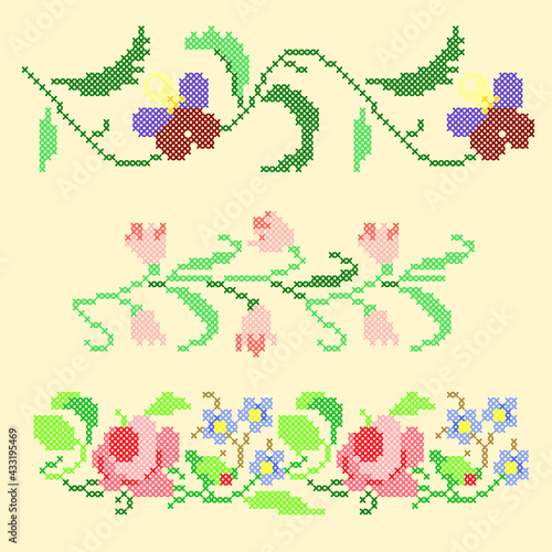 vector art vintage cross stitch ornament