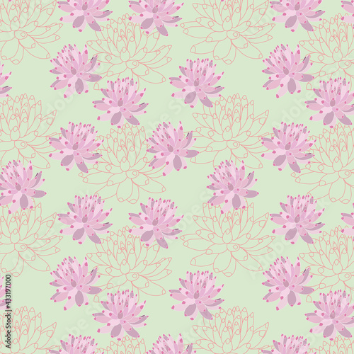 Succulents Vector Seamless Pattern Background Texture. Greate as a fabric  textile print  wallpaper  scrapbooking  packaging or giftwrap. Surface pattern design.