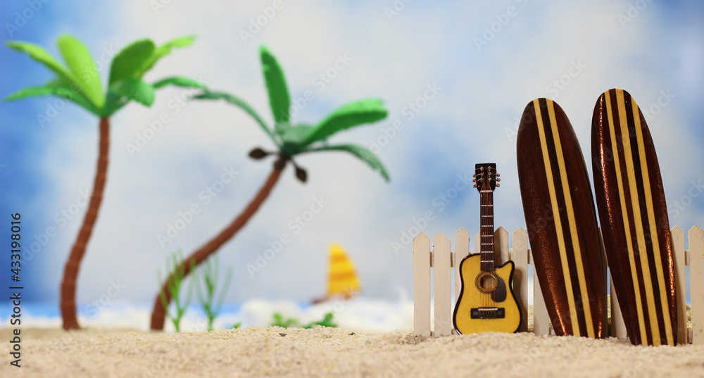 Obraz premium Surfboards on Tropical Beach