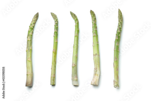 Fresh green asparagus isolated on white background