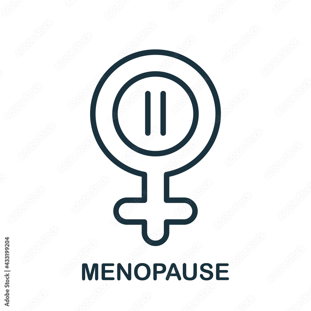 Menopause Line Icon. Symbol of Menopause Period. Female Gender Line Icon with Menstrual Pause. Flat Icon Style. Editable stroke. Vector illustration Menopause Line Icon. Symbol of Menopause Period. Female Gender Line Icon with Menstrual Pause. Flat Icon Style. Editable stroke. Vector illustration