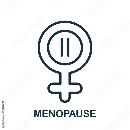 Menopause Line Icon. Symbol of Menopause Period. Female Gender Line Icon with Menstrual Pause. Flat Icon Style. Editable stroke. Vector illustration