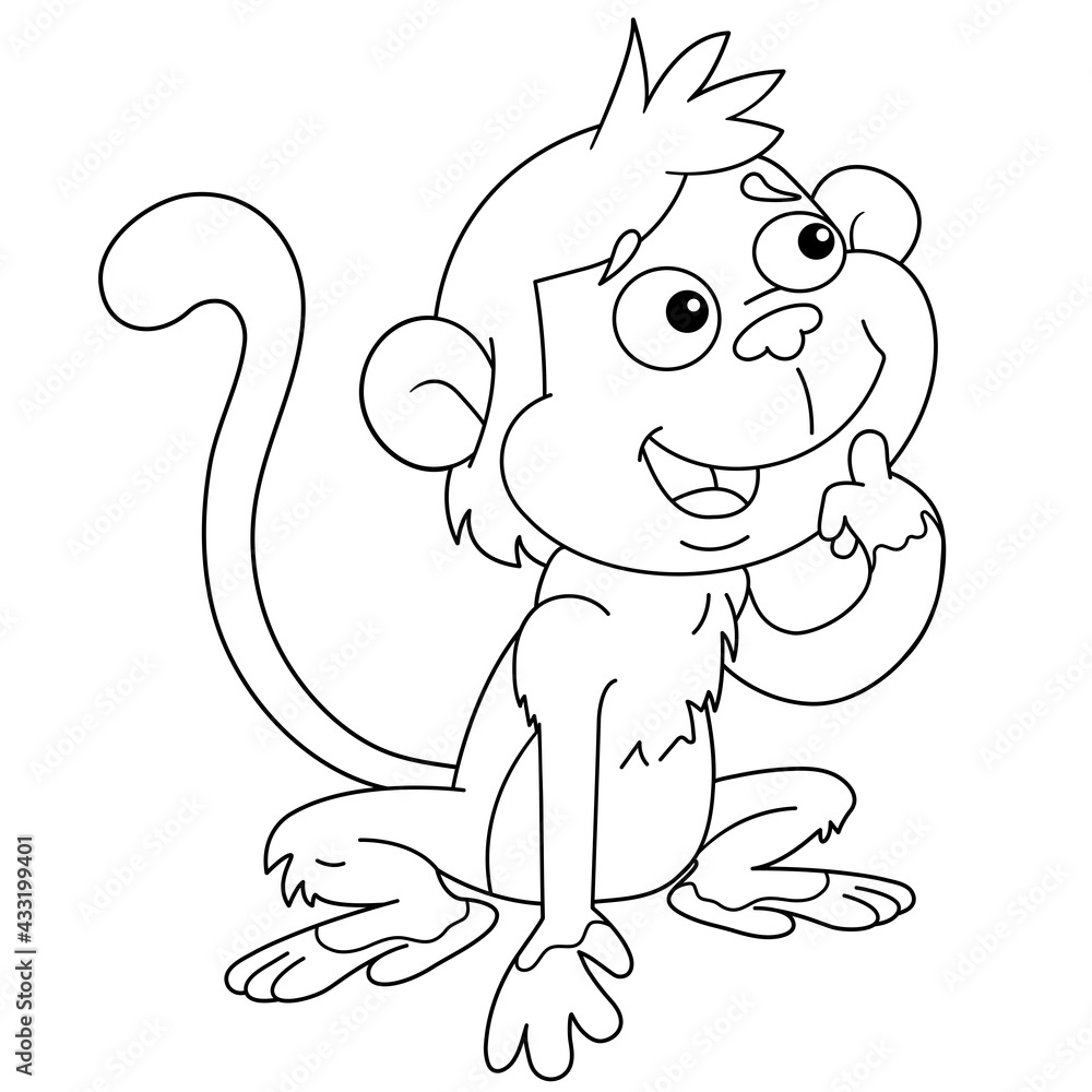 Coloring Page Outline Of cartoon monkey. Animals. Coloring Book ...