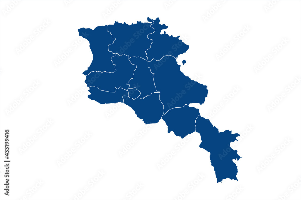 Armenia Map blue Color on White Backgound	