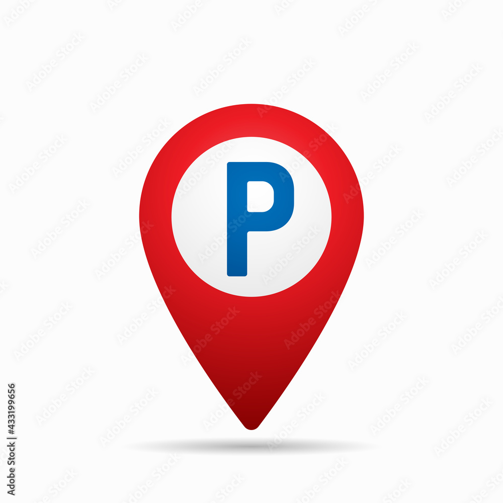 Map pointer with car parking icon. illustration Map pointer with car parking icon. illustration