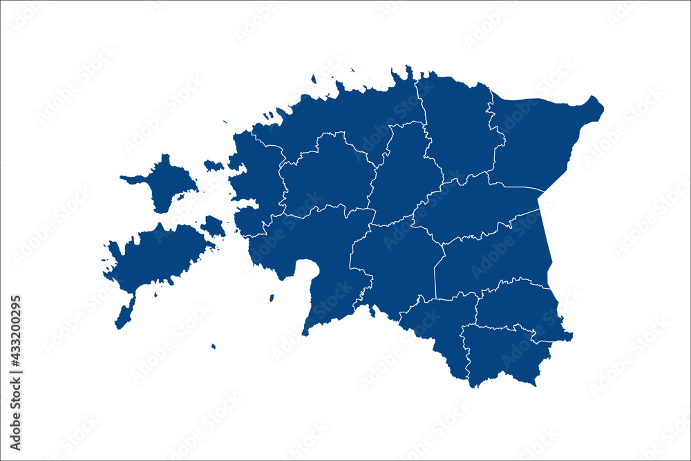 Fototapeta premium Estonia Map blue Color on White Backgound