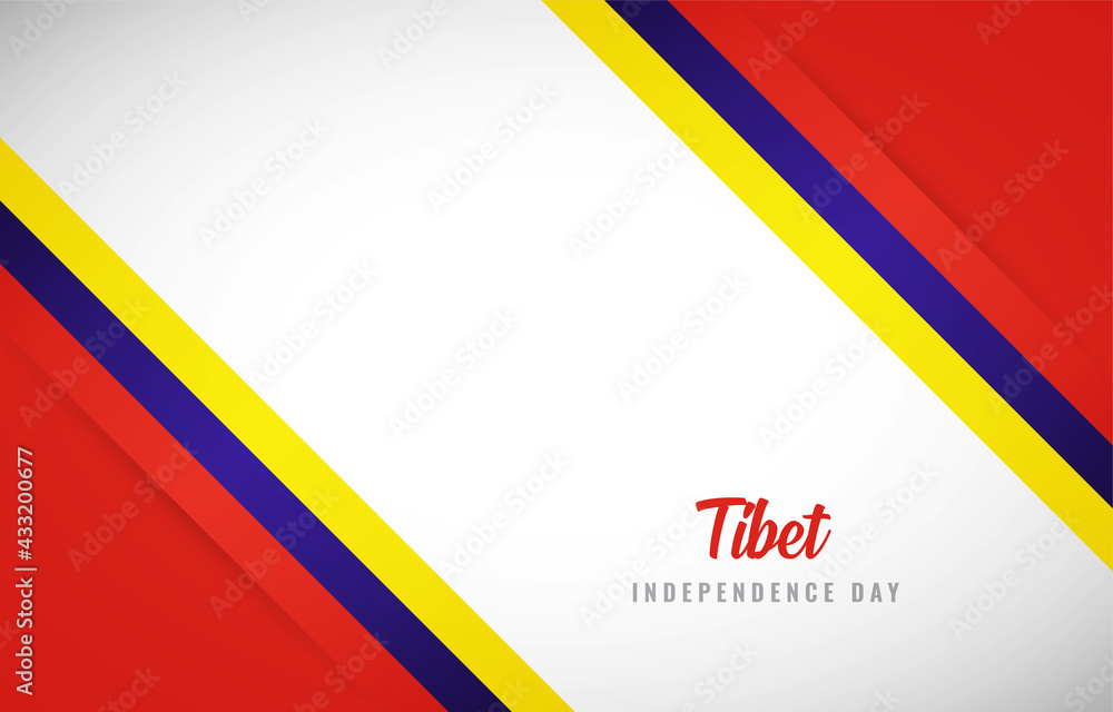 Happy Independence day of Tibet with Creative Tibet national country flag greeting background Happy Independence day of Tibet with Creative Tibet national country flag greeting background