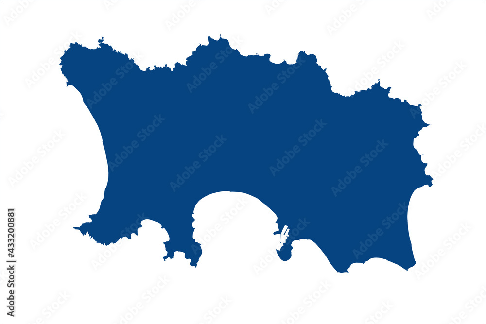 Obraz premium Jersey Map blue Color on White Backgound 