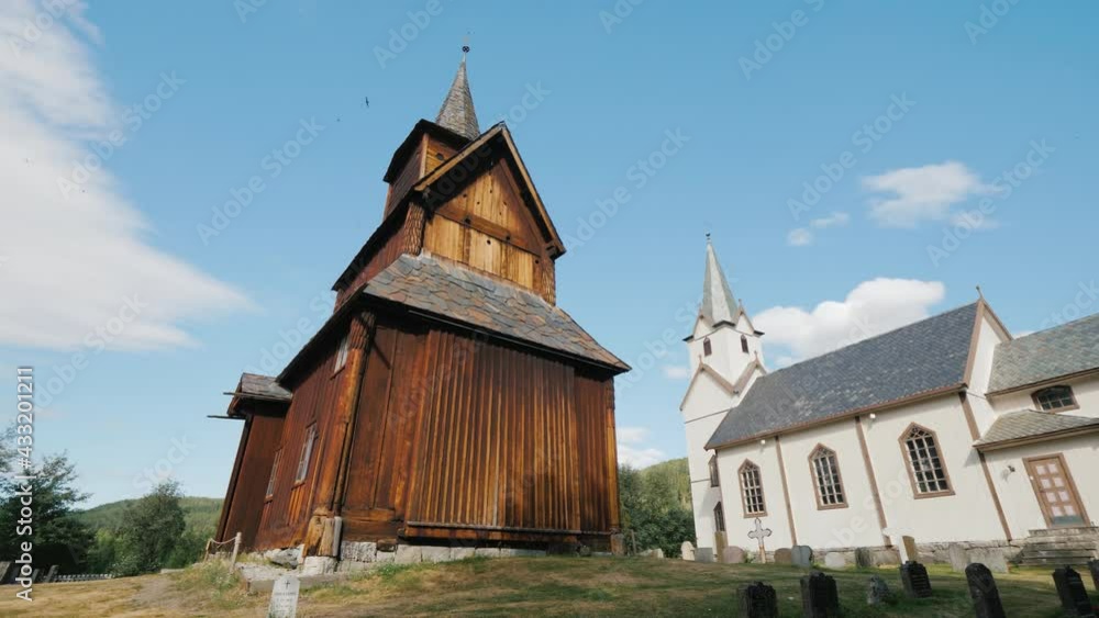 Ancient wooden church of the 13th century in the town of Torpo, Norway. An amazing old building perfectly preserved to our days Ancient wooden church of the 13th century in the town of Torpo, Norway. An amazing old building perfectly preserved to our days