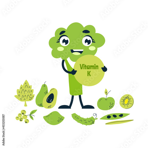 The main food sources of vitamin K. The concept of healthy eating.