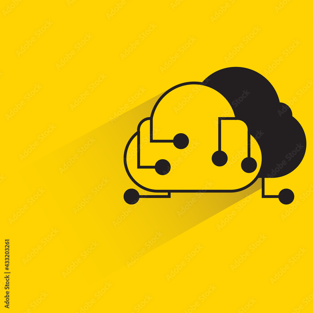 cloud computing with shadow yellow background