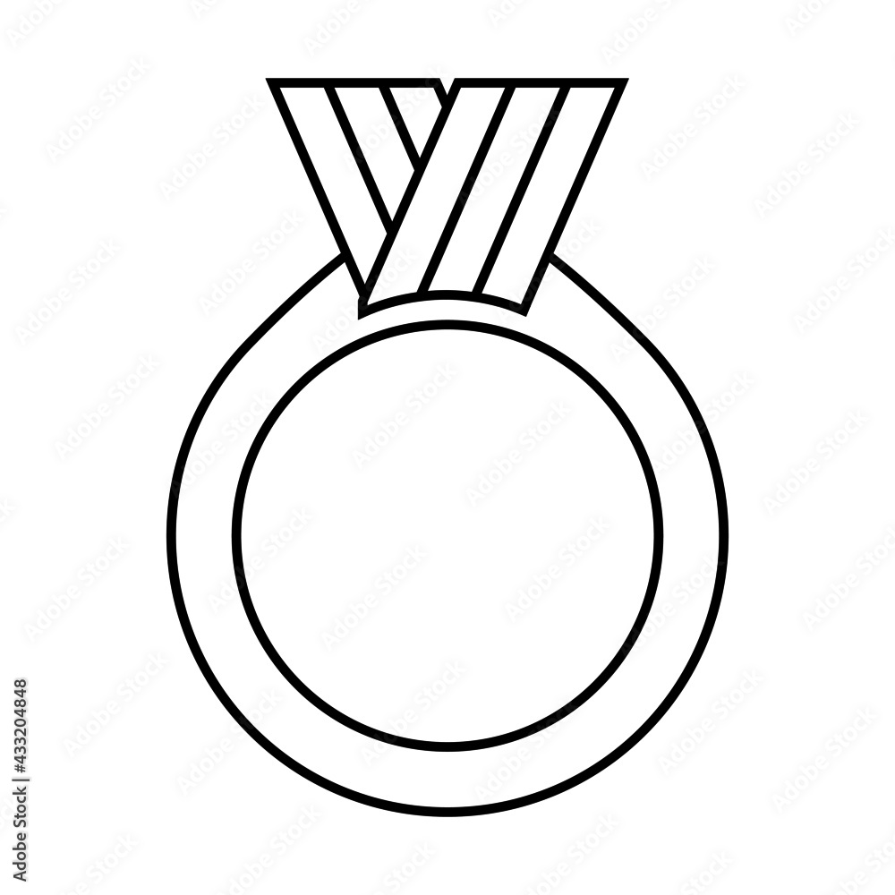 Medal line icon. Blank medal decoration with ribbon. Vector Illustration Medal line icon. Blank medal decoration with ribbon. Vector Illustration