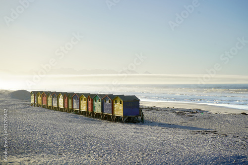 Bright beach changing rooms at Muizenberg, Cape Town © fivepointsix