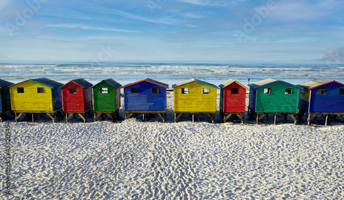 Bright beach changing rooms at Muizenberg, Cape Town © fivepointsix