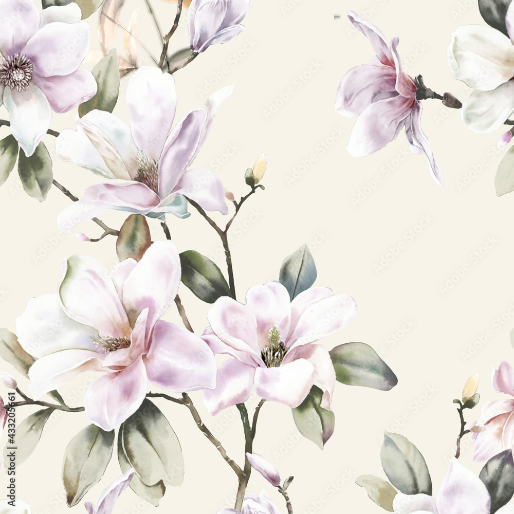 Beautiful elegant watercolor magnolia flower Beautiful elegant watercolor magnolia flower