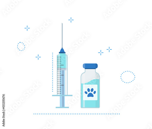 Pet Vaccination concept. Idea vaccine injection for protection from disease animal.