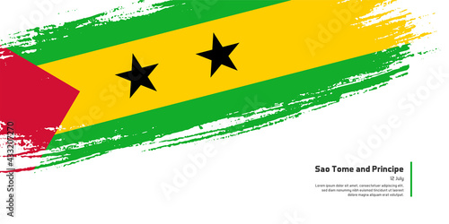 Creative hand drawing brush flag of Sao Tome and Principe country for special independence day
