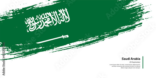 Creative hand drawing brush flag of Saudi Arabia country for special national day