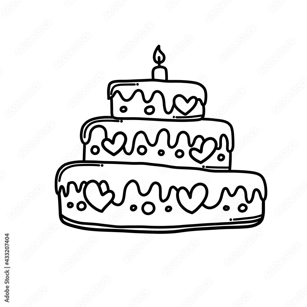 Cake Doodle vector icon. Drawing sketch illustration hand drawn cartoon line eps10 Cake Doodle vector icon. Drawing sketch illustration hand drawn cartoon line eps10