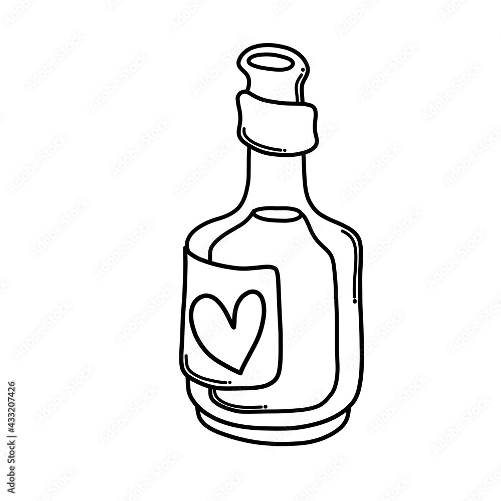 Alcohol bottle Doodle vector icon. Drawing sketch illustration hand drawn cartoon line eps10 Alcohol bottle Doodle vector icon. Drawing sketch illustration hand drawn cartoon line eps10