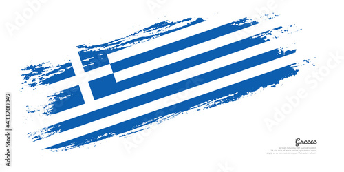 Hand painted brush flag of Greece country with stylish flag on white background