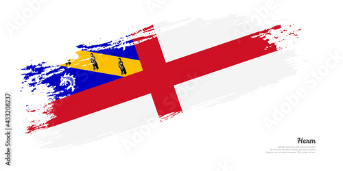 Hand painted brush flag of Herm country with stylish flag on white background