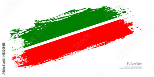 Hand painted brush flag of Tatarstan country with stylish flag on white background