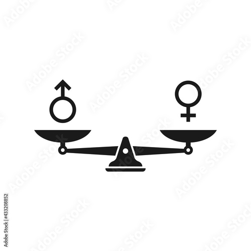Gender and sexual equality concept. Scales with male and female sex symbols.