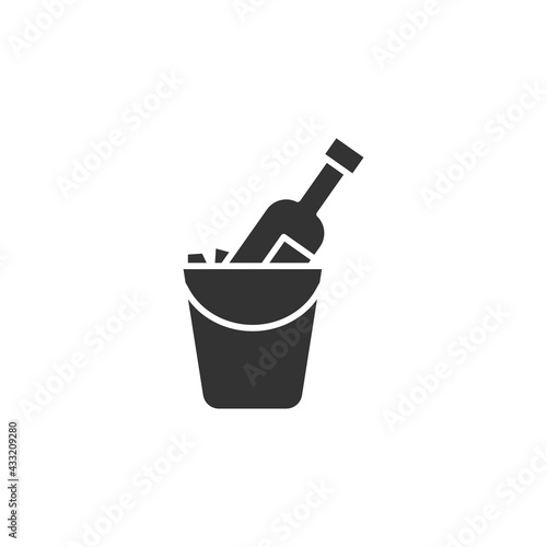 Bottle of Champagne in bucket icon isolated on white background. Champagne symbol modern, simple, vector, icon for website design, mobile app, ui. Vector Illustration