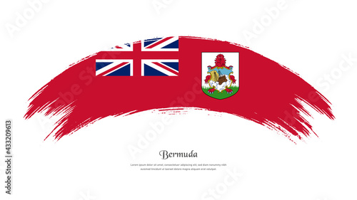 Flag of Bermuda in grunge style stain brush with waving effect on isolated white background