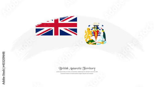 Flag of British Antarctic Territory in grunge style stain brush with waving effect on isolated white background