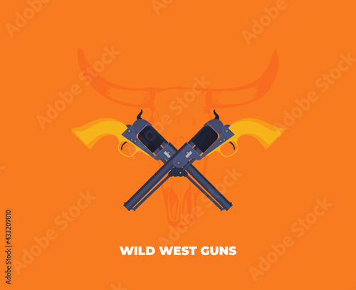 Flat vector illustration of antiquated American Gun.