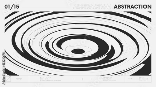 Abstract modern geometric banner with simple shapes in black and white colors, graphic composition design vector background, circles on the plane of the wave from the falling drop