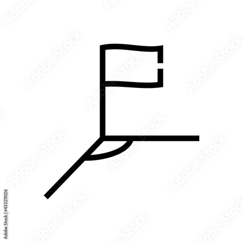 Football or Soccer Field Corner Vector icon in Outline Style. The corner of the soccer field is the place for the corner kick. Vector illustration icons can be used for apps, websites, or logo.