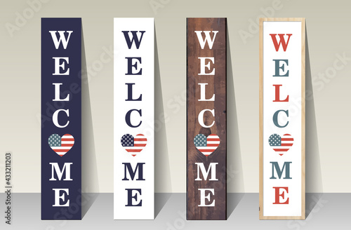Welcome porch sign vertical vector design template