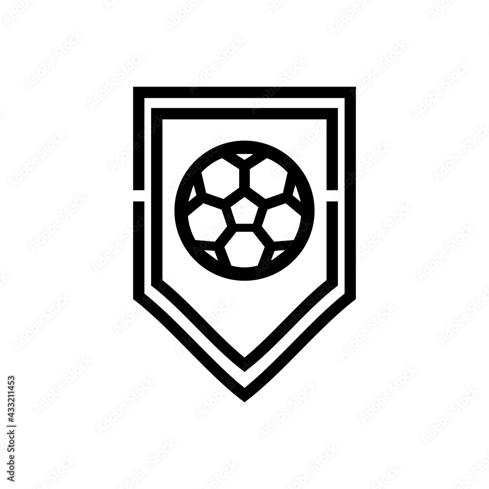 Football or Soccer Team Badge icon in Outline Style. a Shield with soccer ball is a symbol of team or club. Vector illustration icons can be used for applications, websites, or part of a logo. Football or Soccer Team Badge icon in Outline Style. a Shield with soccer ball is a symbol of team or club. Vector illustration icons can be used for applications, websites, or part of a logo.