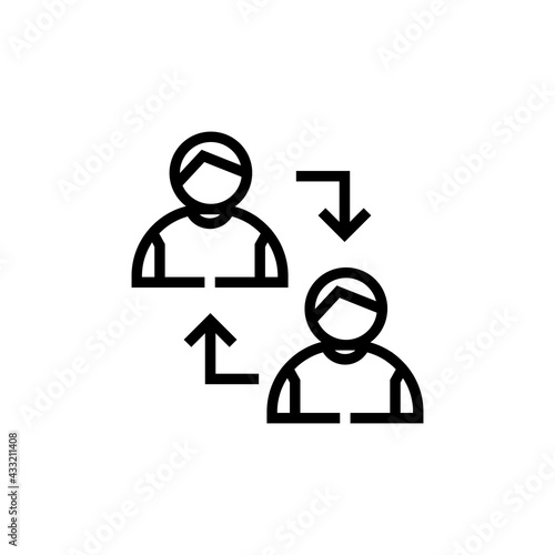 Football or Soccer Player Substitution Vector icon in Outline Style. Substitute serves to replace existing players to rest. Vector illustration icons can be used for apps, websites, or part of a logo.