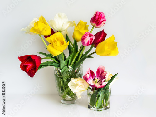 Fototapeta Naklejka Na Ścianę i Meble -  bright bouquet of multicolored tulips for your birthday for your beloved