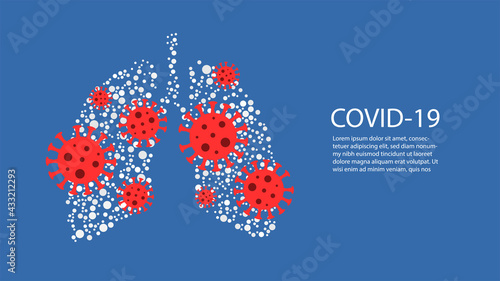 Virus cells in lung. Infected lungs. Coronavirus, COVID-19. 2019-nCoV. lung disease, pneumonia, asthma, cancer, tuberculosis.