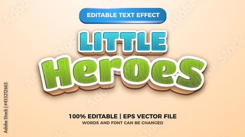 little heroes editable text style effect illustrator. vector design template
