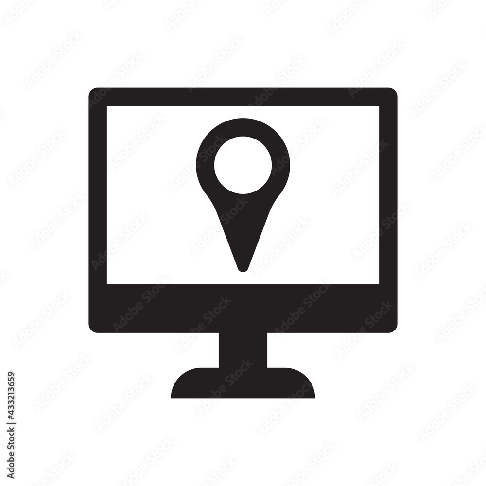 Computer Address Location Pin Icon - obrazy, fototapety, plakaty 