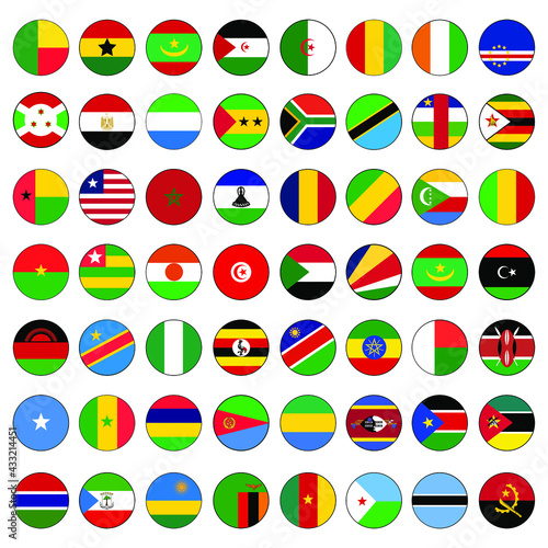 African Country Flag (56) Icon Set Circle Vector Icon Set.