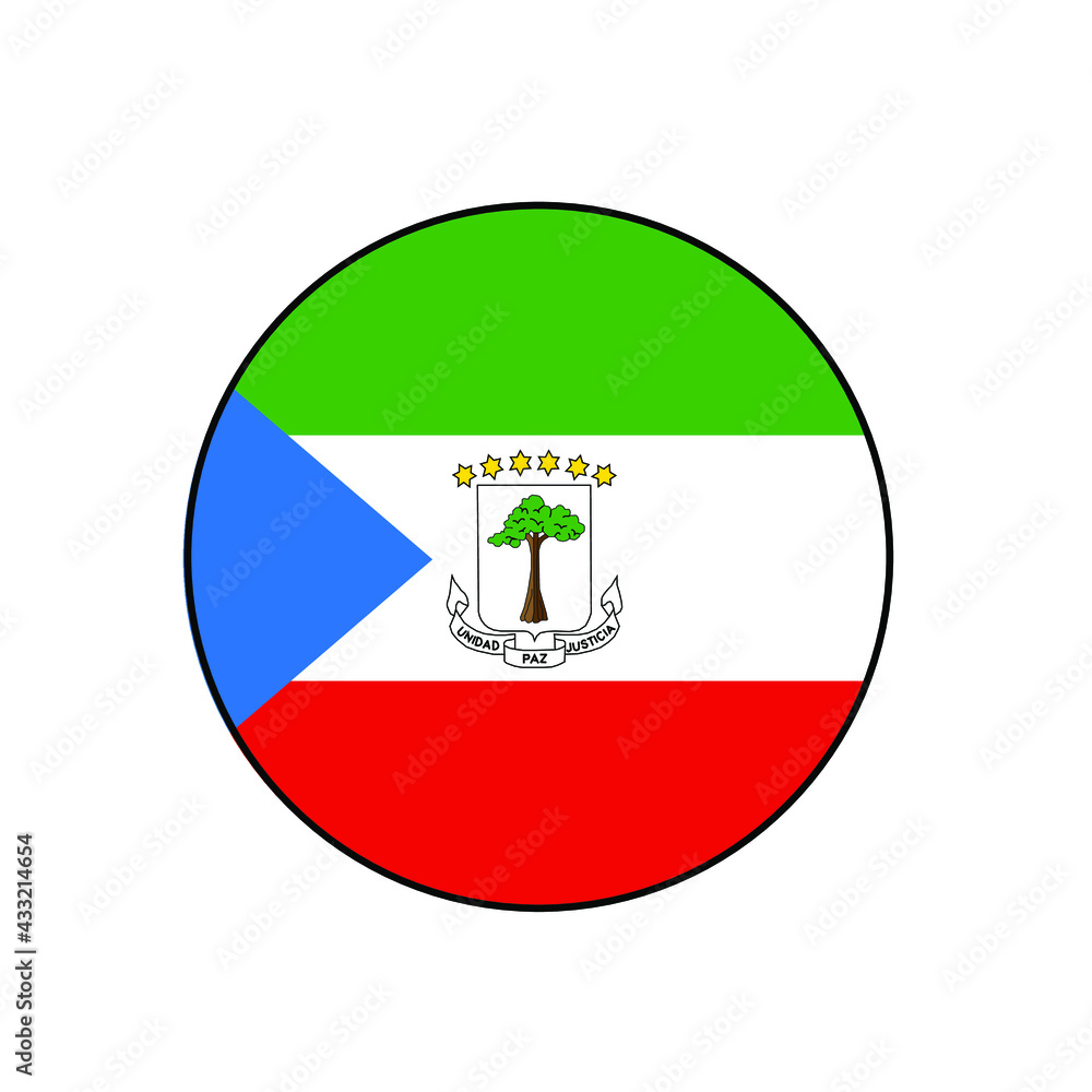 Republic of Equatorial Guinea Flag Vector Circle Icon Button for Africa Concepts. Republic of Equatorial Guinea Flag Vector Circle Icon Button for Africa Concepts.