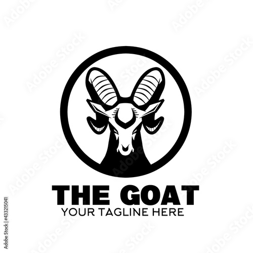 The Goat head logo icon symbol mascot for Brand, Clothing store, apparel, company, Business, Banners, Poster, paper, cover, background and wallpaper. 
