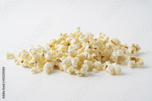 Pile of popcorn isolated on a white background.