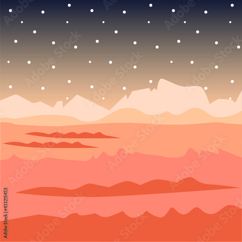 Dark red Mars planet space landscape
