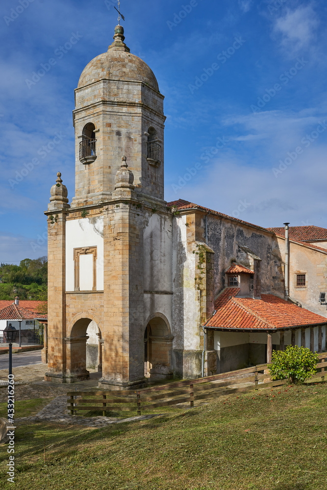 Naklejka premium Parish Church of Santa María de Sabada is located in LLastres (Lastres), in the Asturian council of Colunga.