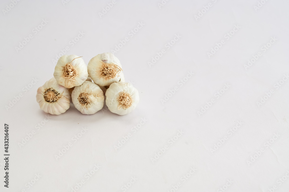 group of garlic isolated on white background group of garlic isolated on white background