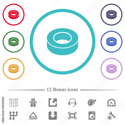 Insulating tape flat color icons in circle shape outlines photo